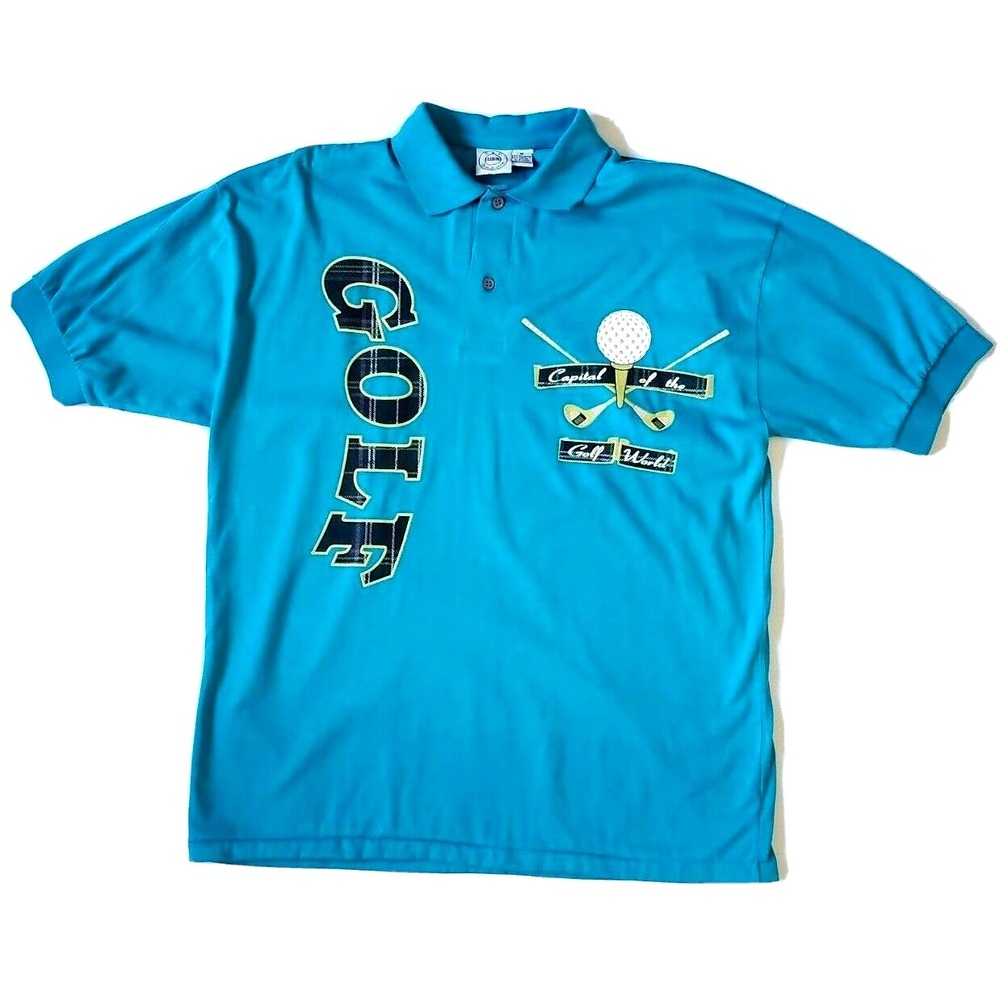 Polo Shirt Capital of the Golf World Men's Medium Blue CSC USA Boutique